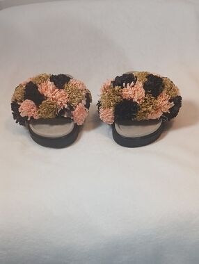 Inuikii Grass Band Slide Sandals In Rose/Black/Beige Colorway Sz 38